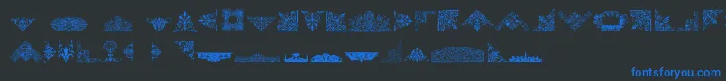 VictorianFreeOrnaments-fontti – siniset fontit mustalla taustalla