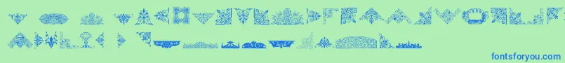 VictorianFreeOrnaments-fontti – siniset fontit vihreällä taustalla