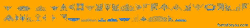 Шрифт VictorianFreeOrnaments – синие шрифты на оранжевом фоне