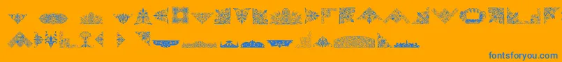 フォントVictorianFreeOrnaments – オレンジの背景に青い文字