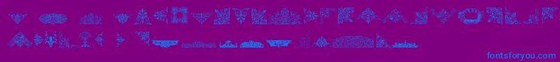 VictorianFreeOrnaments-fontti – siniset fontit violetilla taustalla