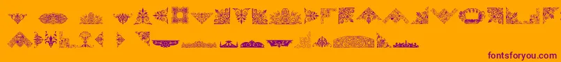 Fonte VictorianFreeOrnaments – fontes roxas em um fundo laranja