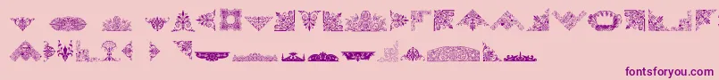 Fonte VictorianFreeOrnaments – fontes roxas em um fundo rosa
