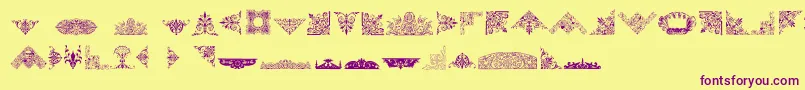 Czcionka VictorianFreeOrnaments – fioletowe czcionki na żółtym tle