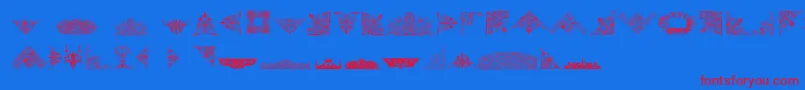 Czcionka VictorianFreeOrnaments – czerwone czcionki na niebieskim tle