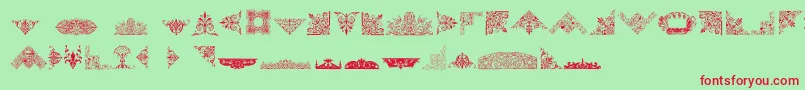 VictorianFreeOrnaments-Schriftart – Rote Schriften auf grünem Hintergrund