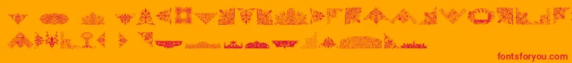フォントVictorianFreeOrnaments – オレンジの背景に赤い文字