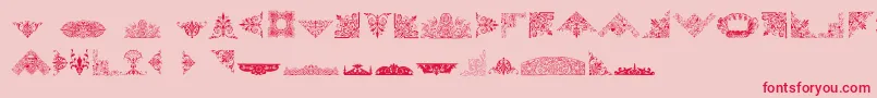 フォントVictorianFreeOrnaments – ピンクの背景に赤い文字