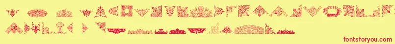 fuente VictorianFreeOrnaments – Fuentes Rojas Sobre Fondo Amarillo