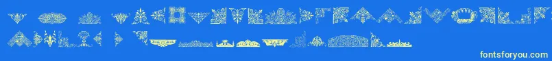 フォントVictorianFreeOrnaments – 黄色の文字、青い背景