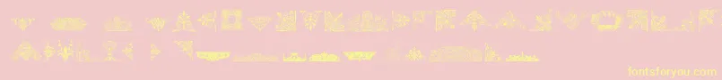 VictorianFreeOrnaments-fontti – keltaiset fontit vaaleanpunaisella taustalla