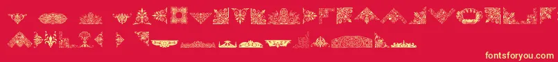 VictorianFreeOrnaments-fontti – keltaiset fontit punaisella taustalla