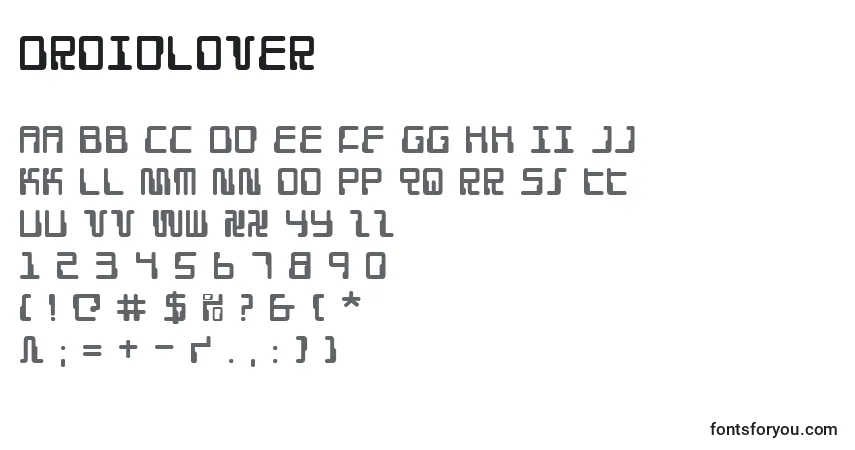 Шрифт Droidlover – алфавит, цифры, специальные символы