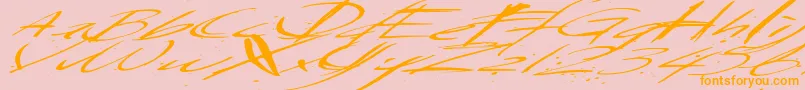 Saturdaysundaymonday-Schriftart – Orangefarbene Schriften auf rosa Hintergrund