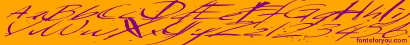Weitere Informationen zur Saturdaysundaymonday-Schriftart Saturdaysundaymonday-Schriftart – Violette Schriften auf orangefarbenem Hintergrund
