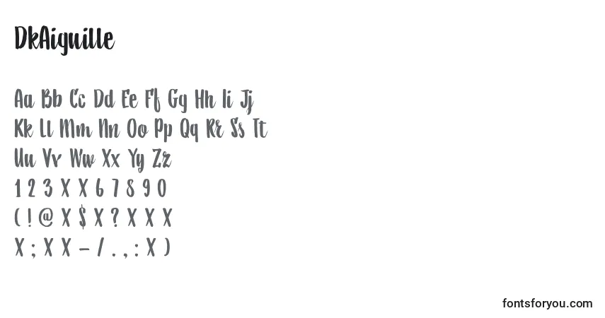 Schriftart DkAiguille – Alphabet, Zahlen, spezielle Symbole