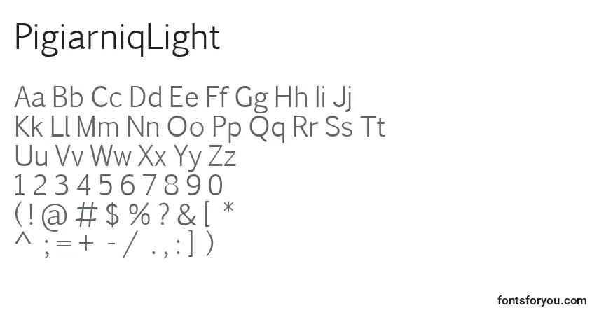 Schriftart PigiarniqLight – Alphabet, Zahlen, spezielle Symbole