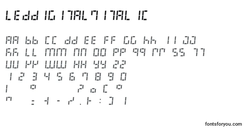 A fonte LedDigital7Italic – alfabeto, números, caracteres especiais