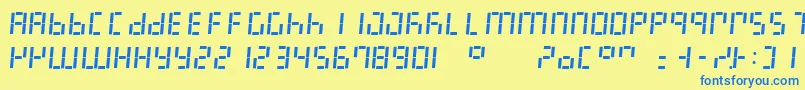 LedDigital7Italic Font – Blue Fonts on Yellow Background