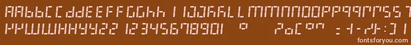 Fonte LedDigital7Italic – fontes rosa em um fundo marrom