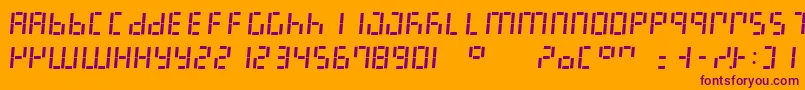 LedDigital7Italic Font – Purple Fonts on Orange Background