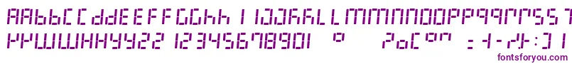 LedDigital7Italic-fontti – violetit fontit valkoisella taustalla