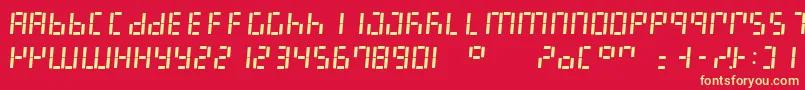 フォントLedDigital7Italic – 黄色の文字、赤い背景