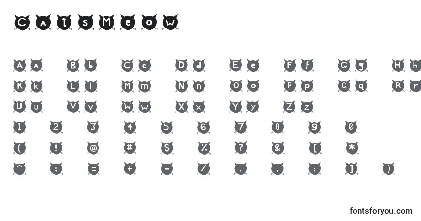 A fonte CatsMeow – alfabeto, números, caracteres especiais