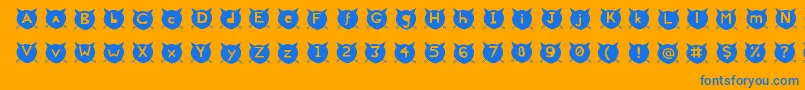 CatsMeow-Schriftart – Blaue Schriften auf orangefarbenem Hintergrund