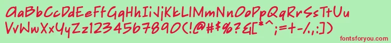 SketchpadNoteBold Font – Red Fonts on Green Background