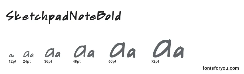 Размеры шрифта SketchpadNoteBold