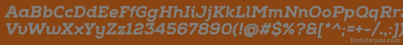 Fonte NexaSlabHeavyItalic – fontes cinzas em um fundo marrom