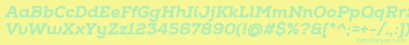 Fonte NexaSlabHeavyItalic – fontes verdes em um fundo amarelo