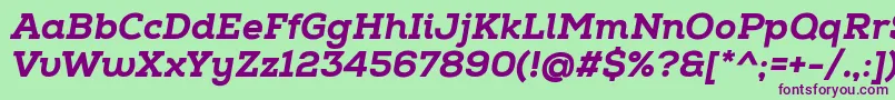 NexaSlabHeavyItalic-Schriftart – Violette Schriften auf grünem Hintergrund