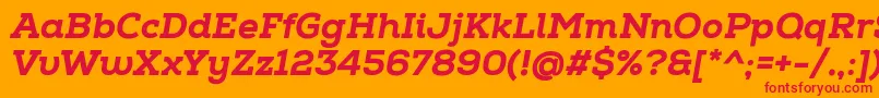 NexaSlabHeavyItalic-fontti – punaiset fontit oranssilla taustalla