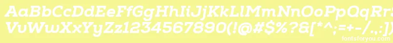 NexaSlabHeavyItalic-fontti – valkoiset fontit keltaisella taustalla