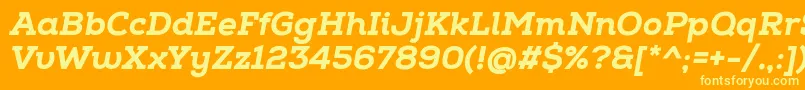 Fonte NexaSlabHeavyItalic – fontes amarelas em um fundo laranja