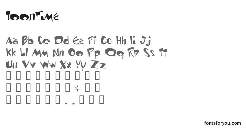 Czcionka Toontime – alfabet, cyfry, specjalne znaki