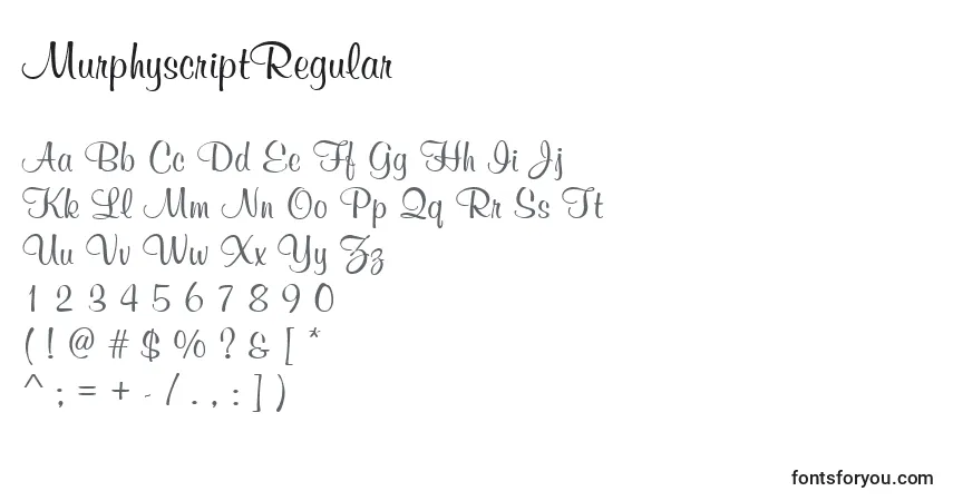 Schriftart MurphyscriptRegular – Alphabet, Zahlen, spezielle Symbole