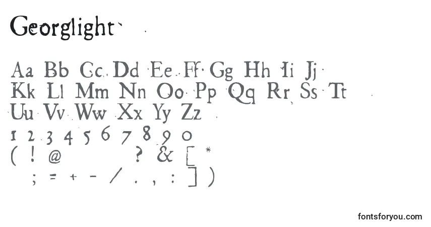 Georglight-fontti – aakkoset, numerot, erikoismerkit