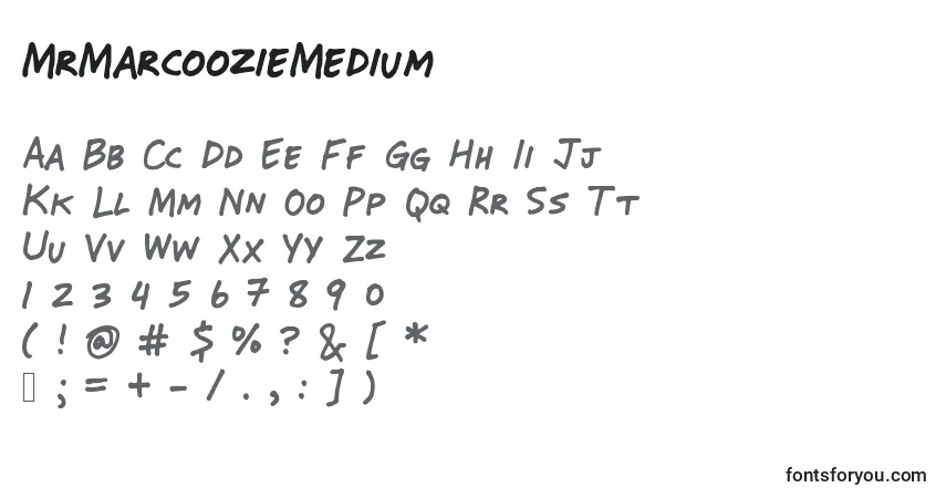 Schriftart MrMarcoozieMedium – Alphabet, Zahlen, spezielle Symbole