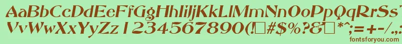 Fonte AbottoldstyleItalic – fontes marrons em um fundo verde