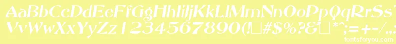 AbottoldstyleItalic-Schriftart – Weiße Schriften auf gelbem Hintergrund