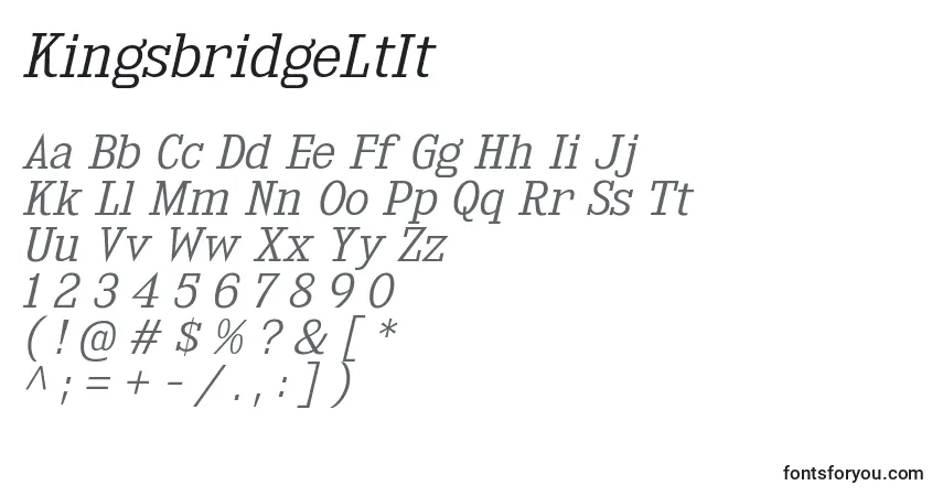 Шрифт KingsbridgeLtIt – алфавит, цифры, специальные символы
