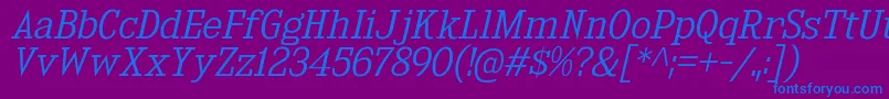 KingsbridgeLtIt Font – Blue Fonts on Purple Background