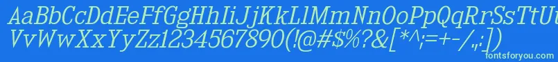 KingsbridgeLtIt Font – Green Fonts on Blue Background