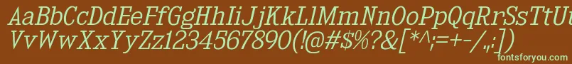 KingsbridgeLtIt Font – Green Fonts on Brown Background