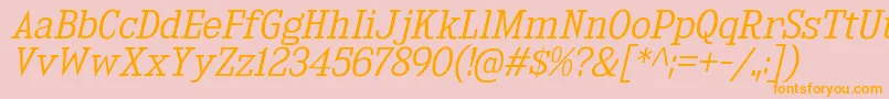 KingsbridgeLtIt-Schriftart – Orangefarbene Schriften auf rosa Hintergrund