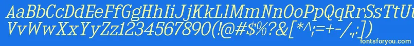 KingsbridgeLtIt Font – Yellow Fonts on Blue Background