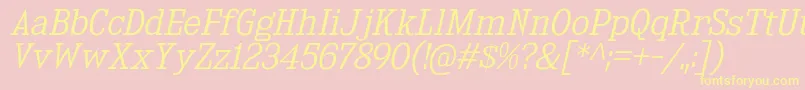 KingsbridgeLtIt-Schriftart – Gelbe Schriften auf rosa Hintergrund